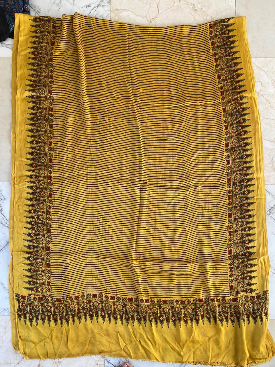 Ajrakh Modal silk saree