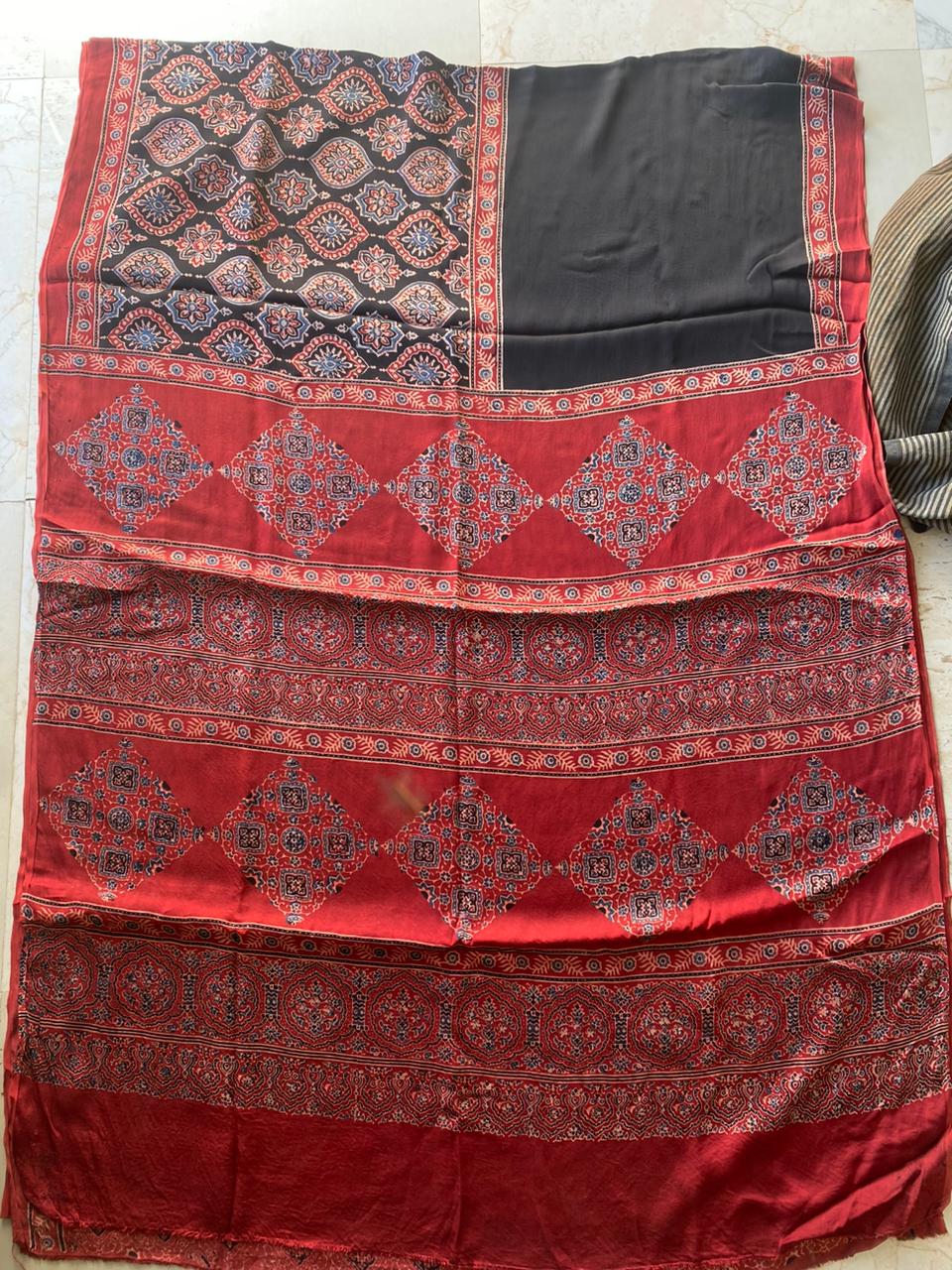 Ajrakh Modal silk saree
