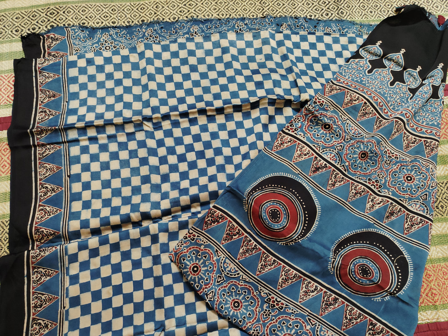 Ajrakh Modal silk saree