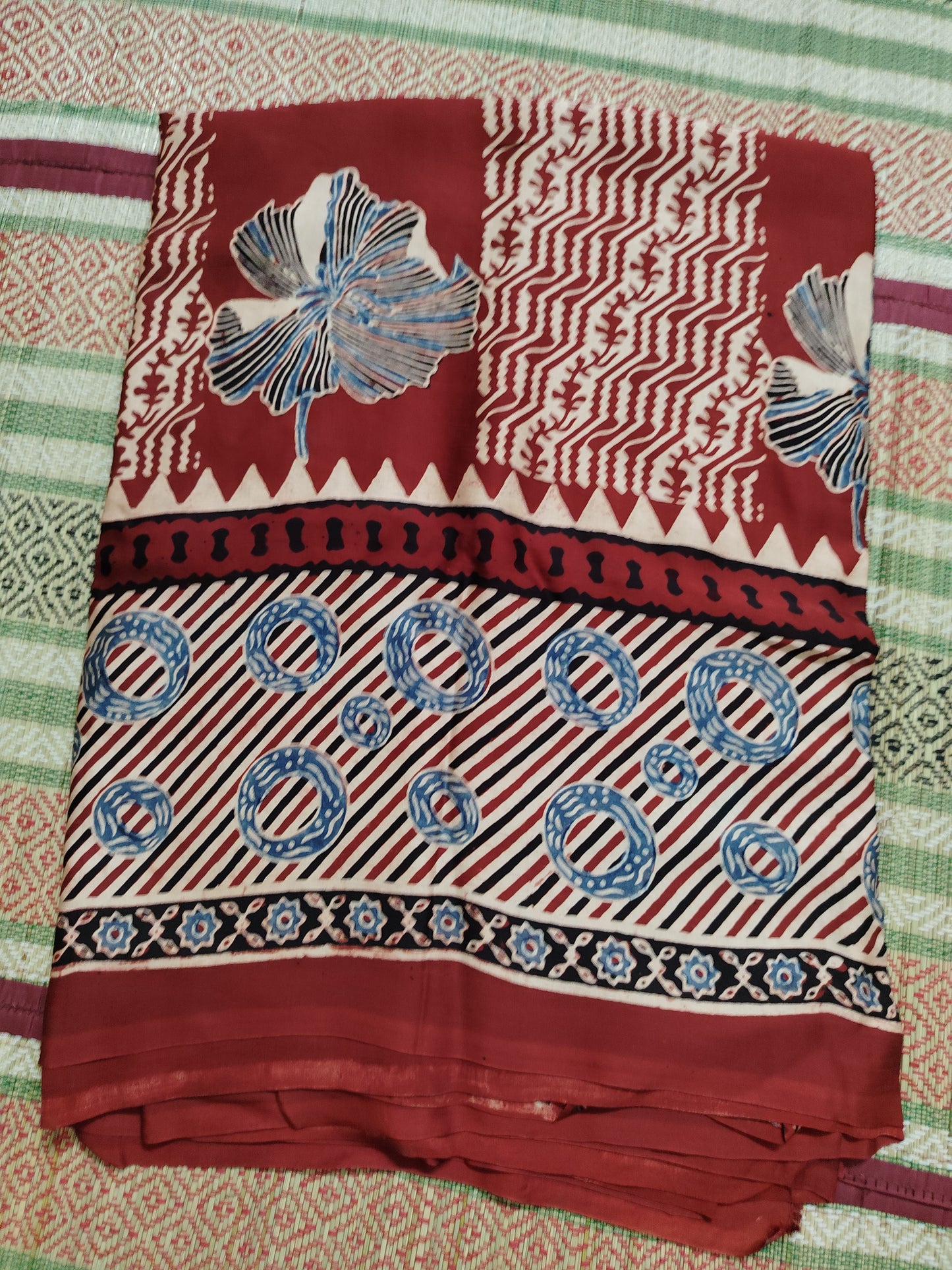 Ajrakh Modal silk saree