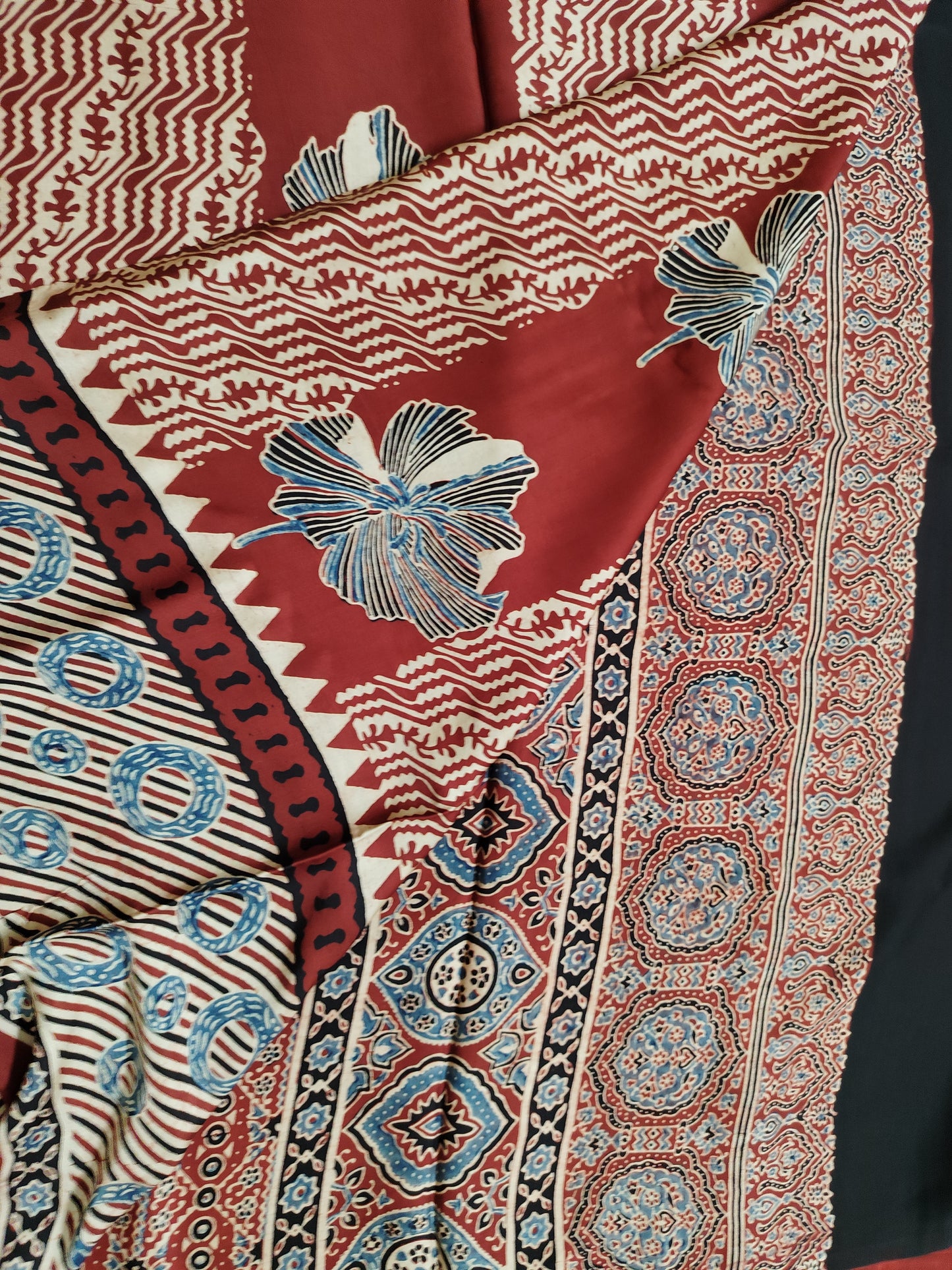 Ajrakh Modal silk saree