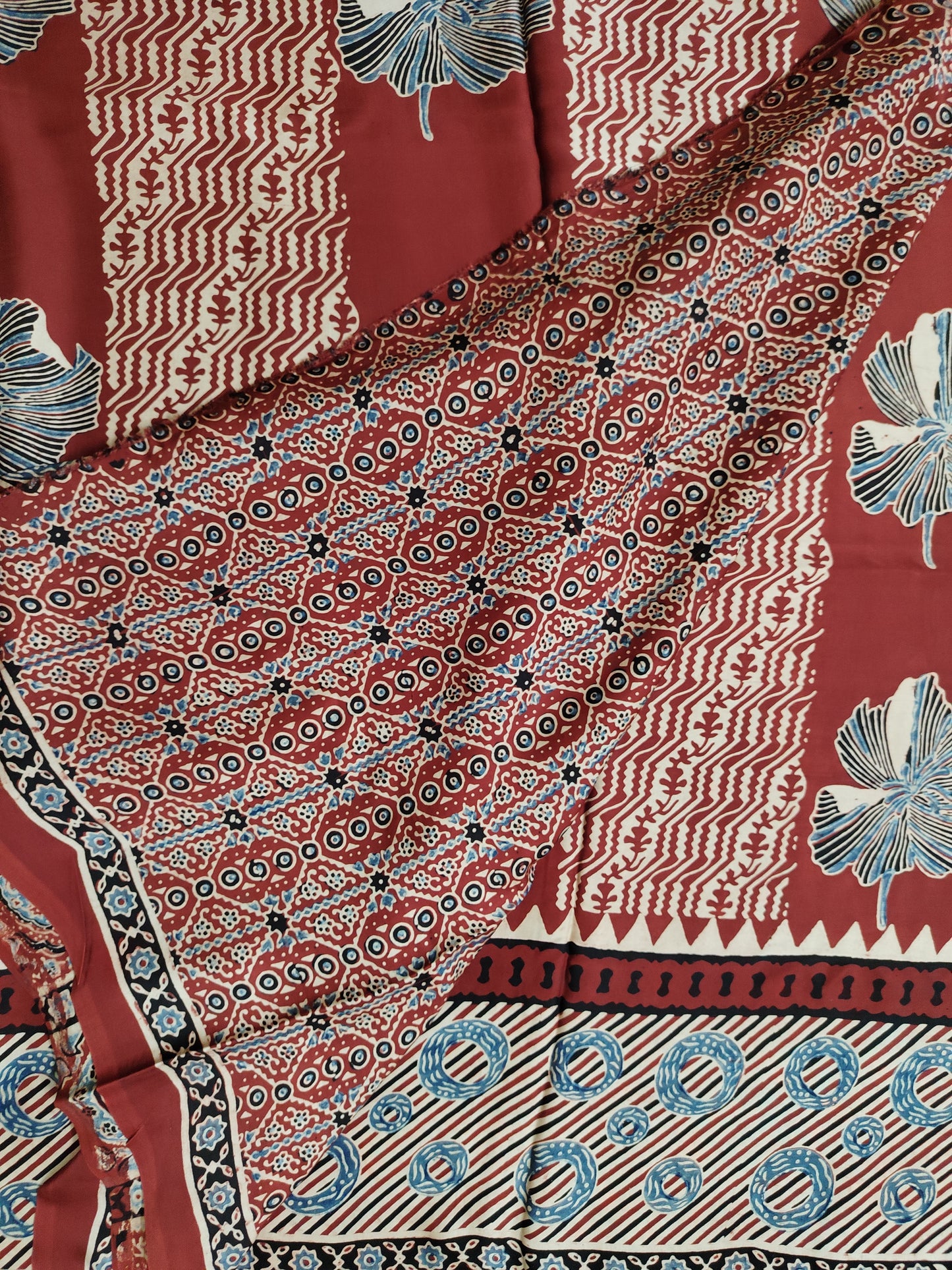 Ajrakh Modal silk saree