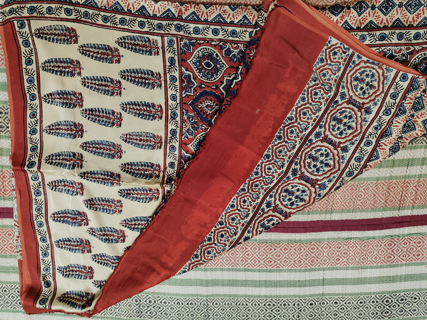 Ajrakh Modal silk saree