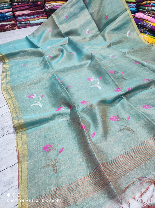 Handloom tissue linen saree