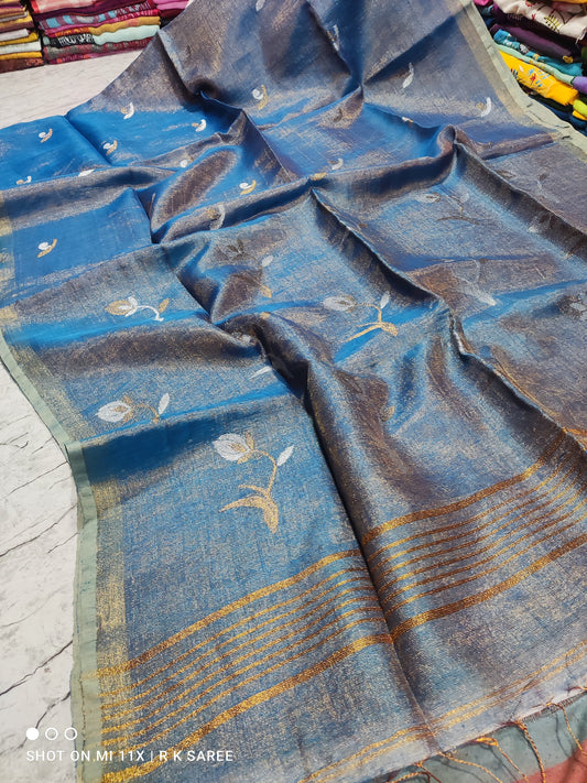 Handloom tissue linen saree