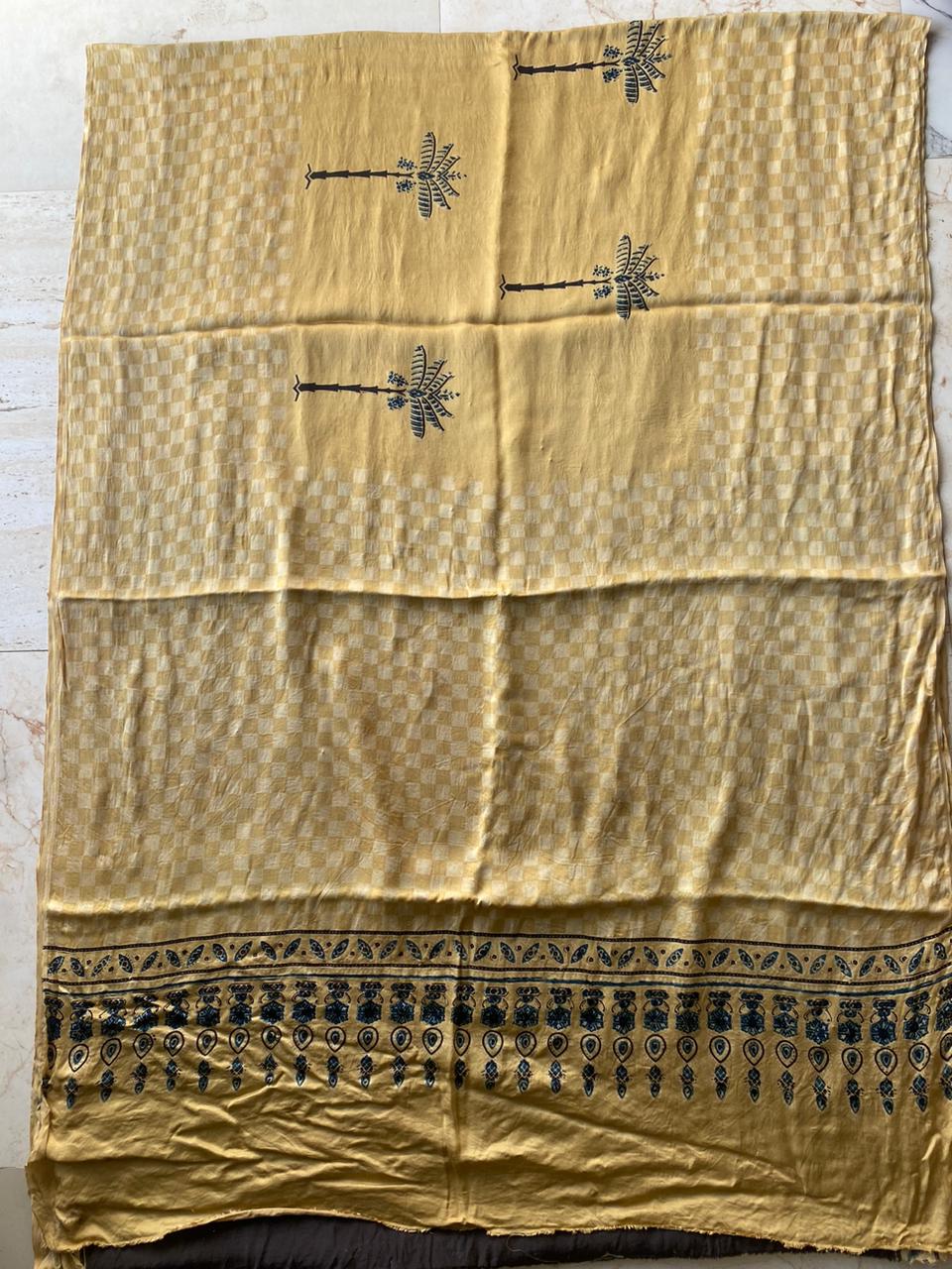 Ajrakh Modal silk saree