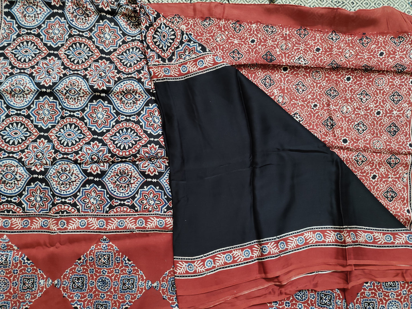 Ajrakh Modal silk saree